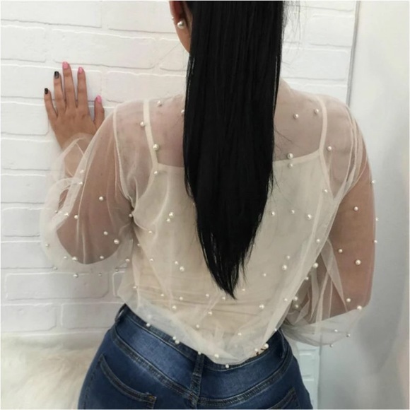 Chiffon pearl top neck bow ✨ - Picture 2 of 5